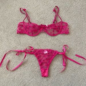 Lingerie 2 piece lace ribbon set